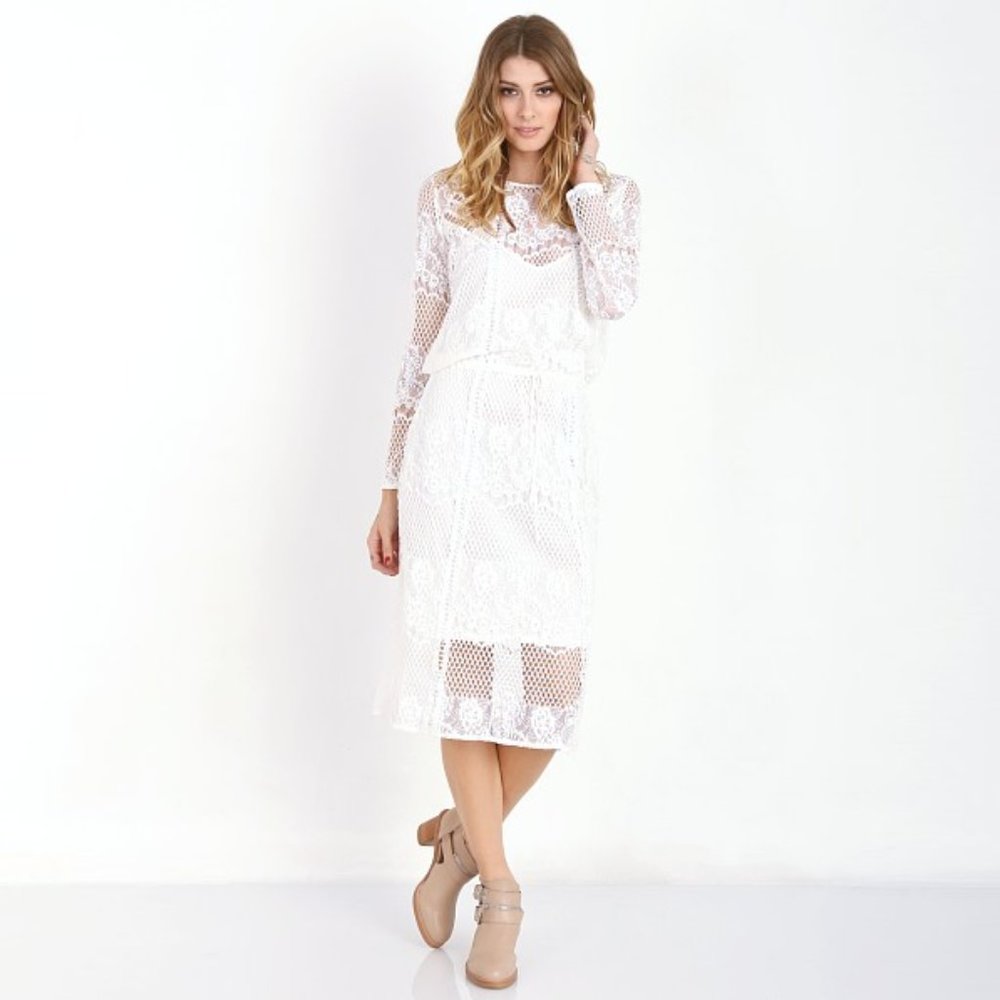 NWT Free People Luna Lace Dress in Ivory Size XS - Picture 1 of 6